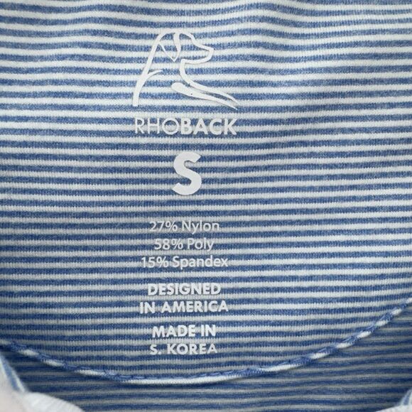 Rhoback Womens Q-Zip Performance Pullover Size Small Riva Heather Stripe Blue - Picture 2 of 9